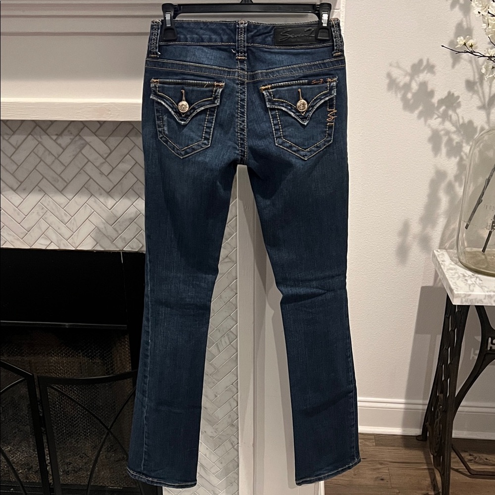Seven7 Women's Dark Blue distressed jeans - Picture 3 of 5